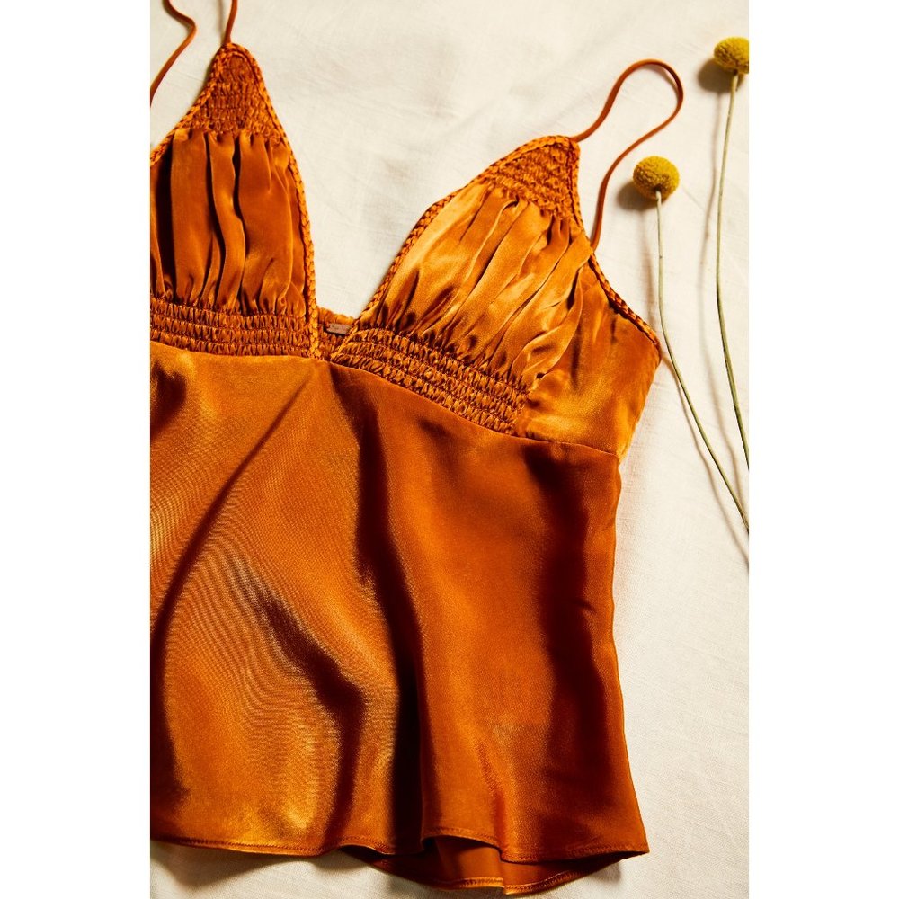 NWT Free People Lyric Satin Cami / Bronze
